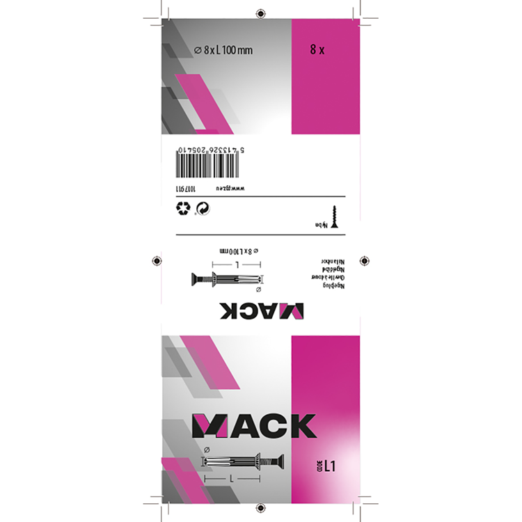 Mack 1017911 - nylon nagelplug polyamide 8 st 8 x 100 mm | 5 stuks