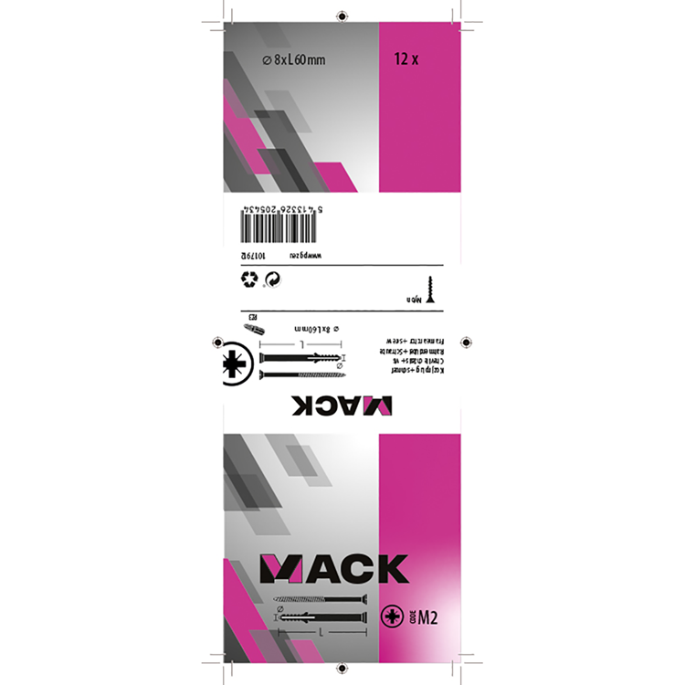 Mack 1017912 - kozijnplug met schroef polyamide 12 st 8 x 60 mm | 5 stuks