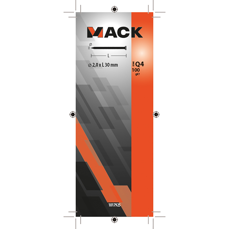 Mack 1017925 - nagel platte kop messing 100gr2,0 x 30 mm | 5 stuks