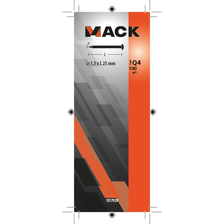Mack 1017929 - nagel bolle kop messing 100 gr1,5 x 25 mm | 5 stuks