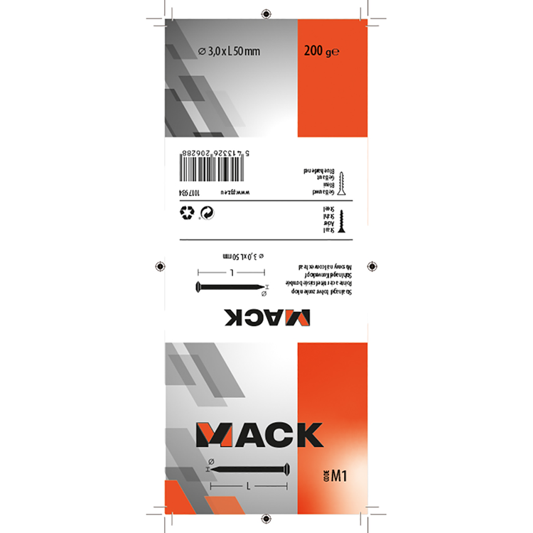 Mack 1017934 - staalnagel bvk staal geblauwd 200 gr 3,0 x 50 mm | 5 stuks