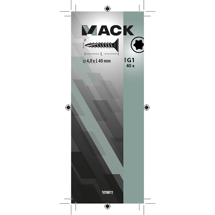 Mack 1018011 - spaanplschr.vzkop-zelfb. geelverz. 40 st 4,0 x 40 mm | 5 stuks