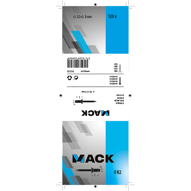 Mack 1020312 - 120 blindnieten alu 3,2x8mm | 5 stuks