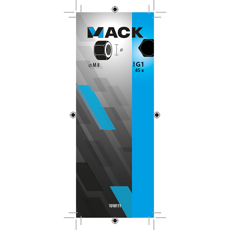 Mack 1018111 - zeskant moer staal verzinkt 45 st m 8 | 5 stuks