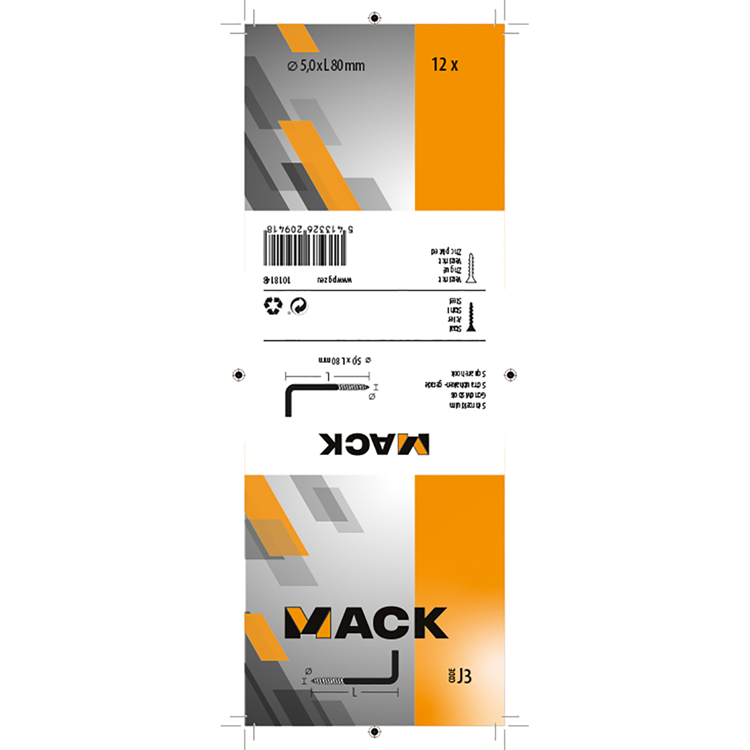 Mack 1018148 - schroefduim staal verzinkt 12 st 5,0 x 80 mm | 5 stuks