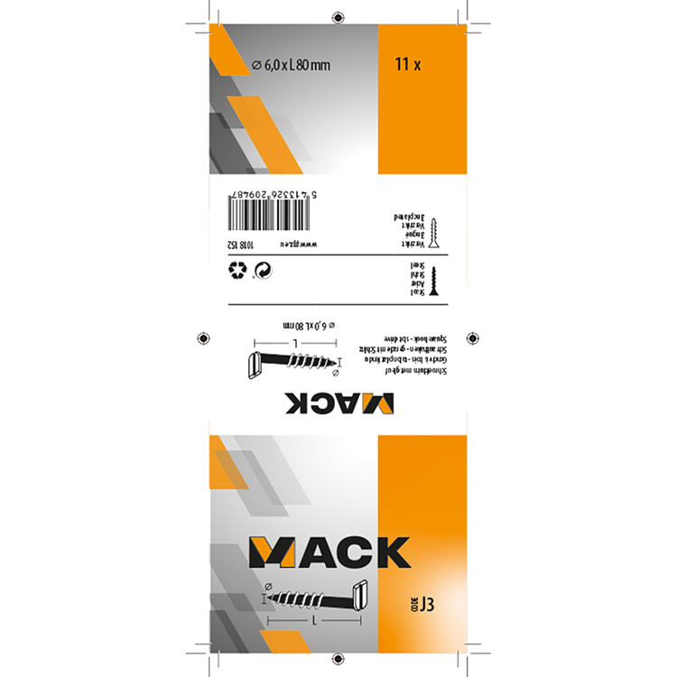 Mack 1018152 - schroefduim met gleuf verzinkt11 st 6,0 x 80 mm | 5 stuks