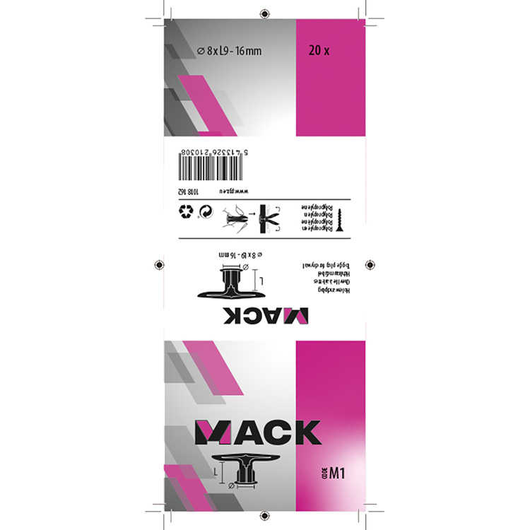 Mack 1018162 - hollewandplug nylon 20 st tb | 5 stuks