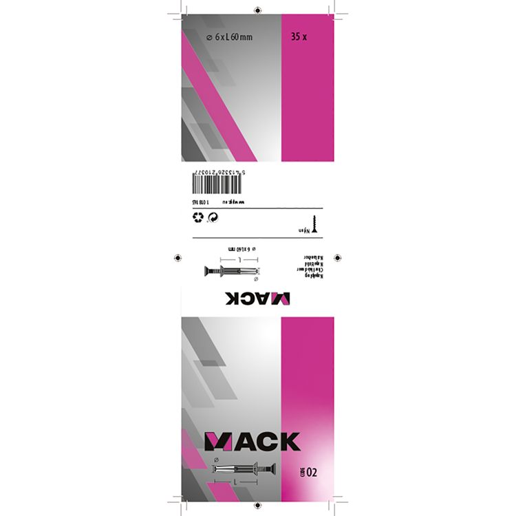 Mack 1018165 - nylon nagelplug polyamide 35 st 6 x 60 mm | 3 stuks