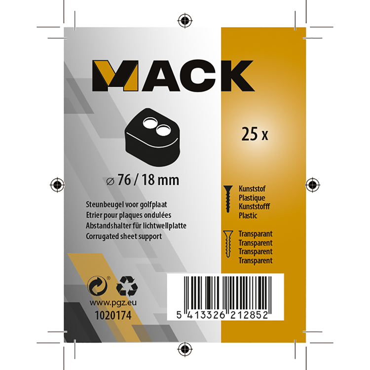 Mack 1020174 - steun voor golfplaat 25 st 76 18 | 5 stuks