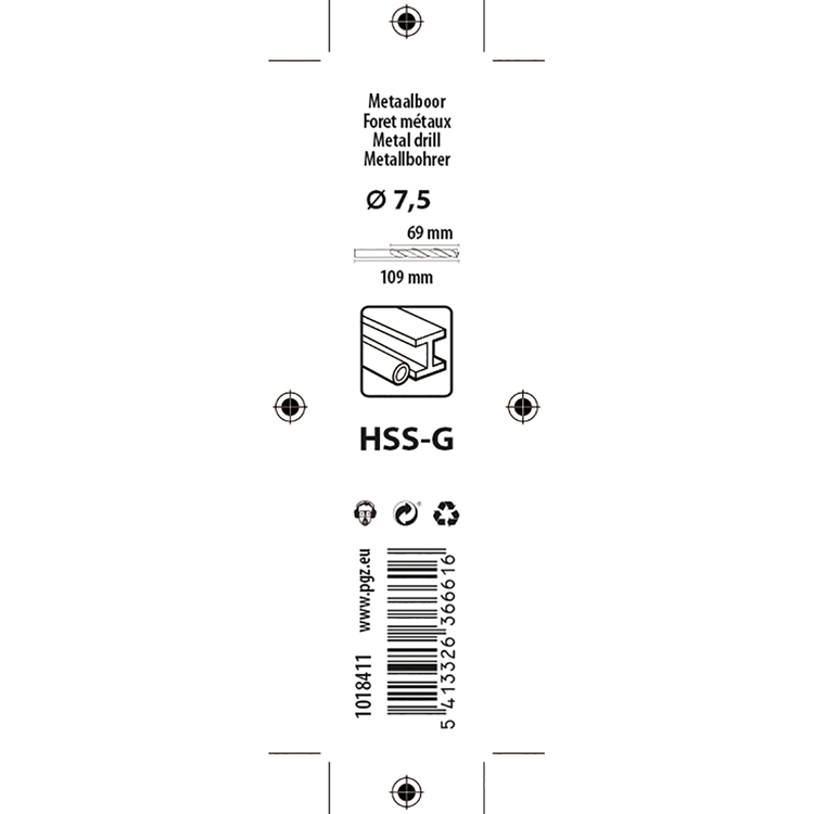Mack 1018411 - metaalboor hss g din 338 ø 7,5 x 109 mm | 5 stuks