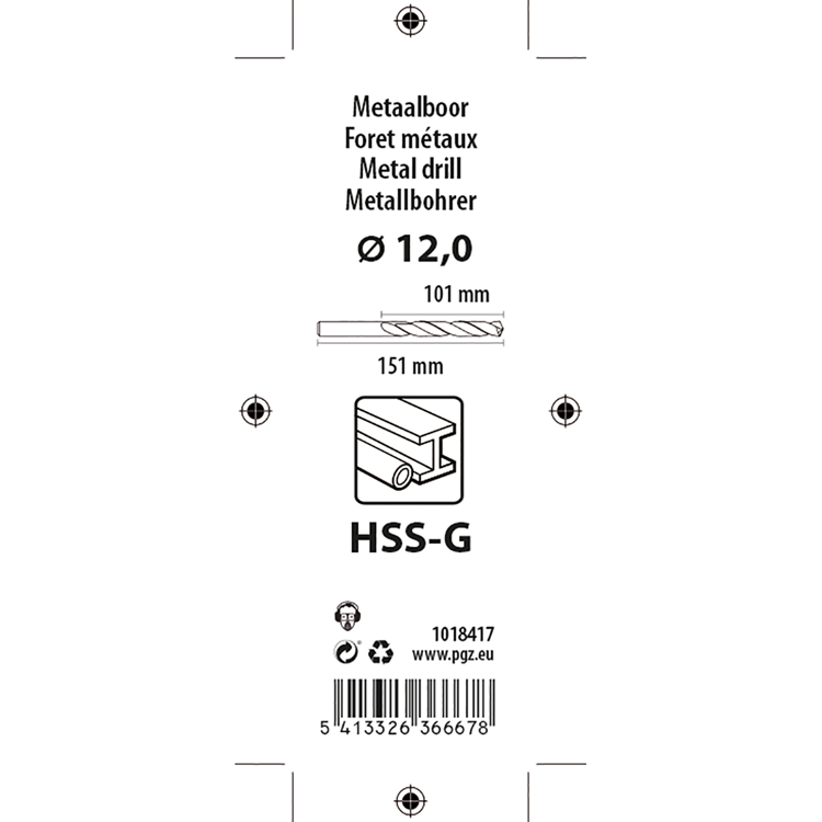 Mack 1018417 - metaalboor hss g din 338 ø 12,0 x 151 mm | 5 stuks