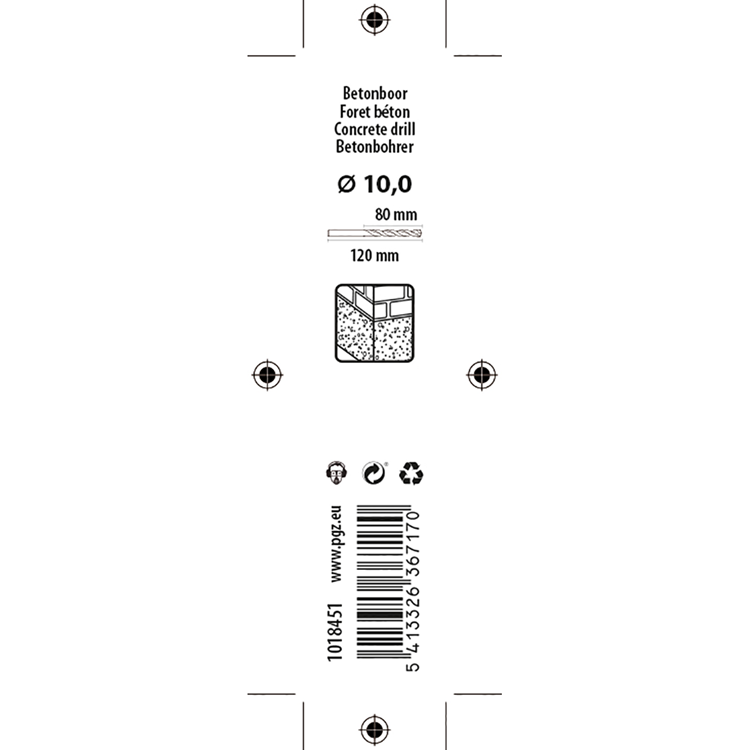 Mack 1018451 - betonboor din 8039 ø 10,0 x 120 mm | 5 stuks