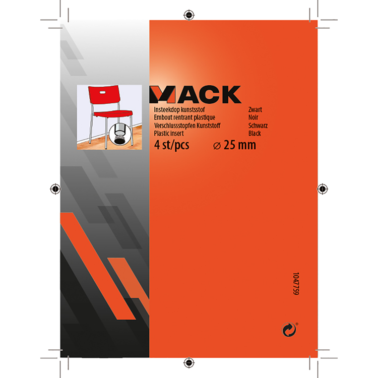 Mack 1047759 - insteekdop kunstsstof zwart ø 25 mm 4 st pcs | 6 stuks