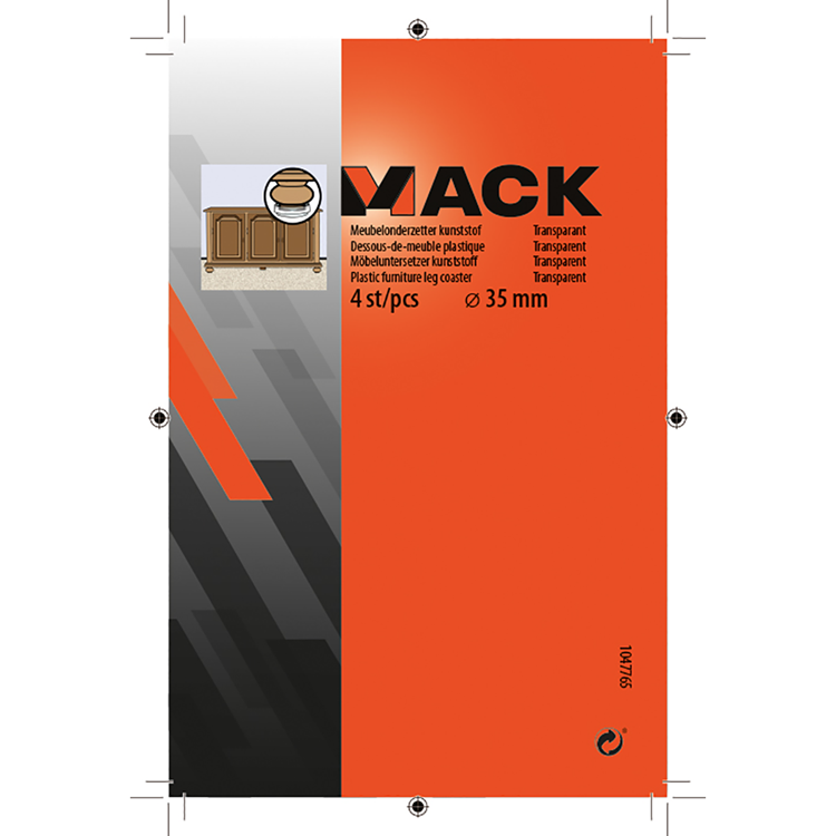 Mack 1047765 - meubelonderzetter kunststof transparant ø 35 mm 4 st pcs | 6 stuks