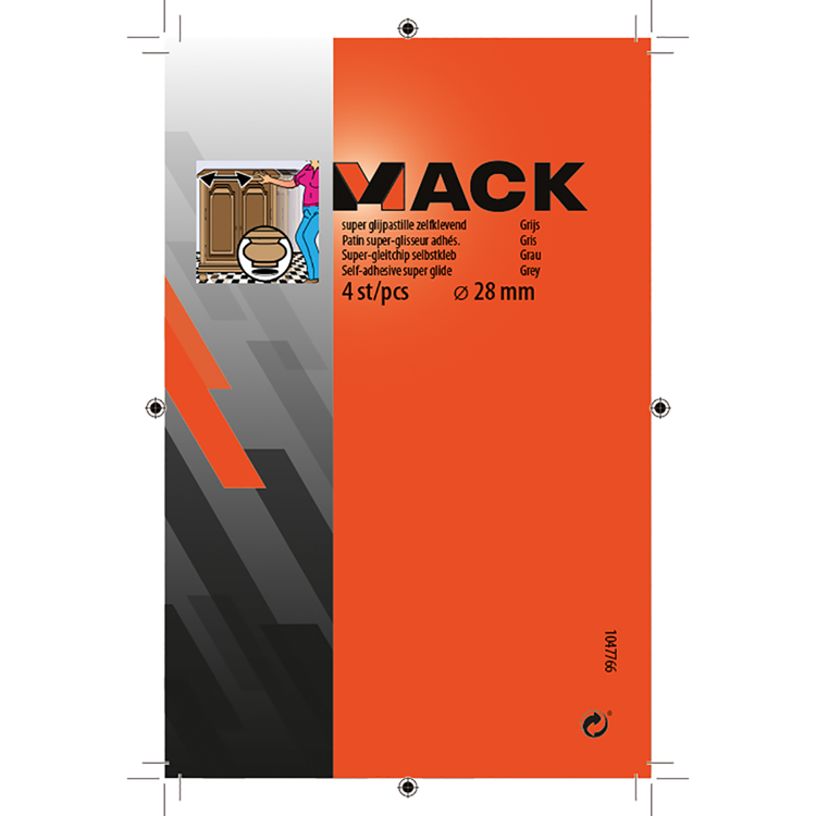 Mack 1047766 - super glijpastille zelfklevendgrijs ø 28 mm 4 st pcs | 12 stuks