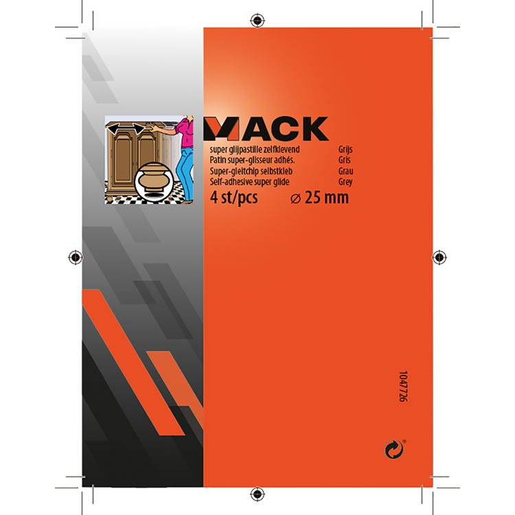 Mack 1047726 - super glijpastille zelfklevendgrijs ø 25 mm 4 st pcs | 12 stuks