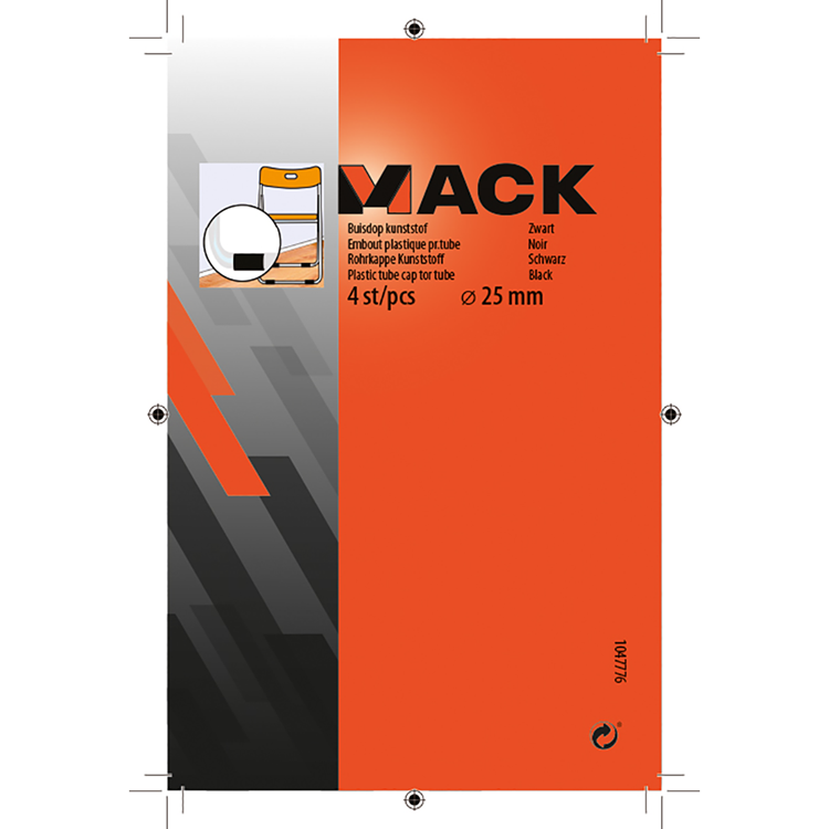 Mack 1047776 - buisdop kunststof zwart ø 25 mm 4 st pcs | 6 stuks