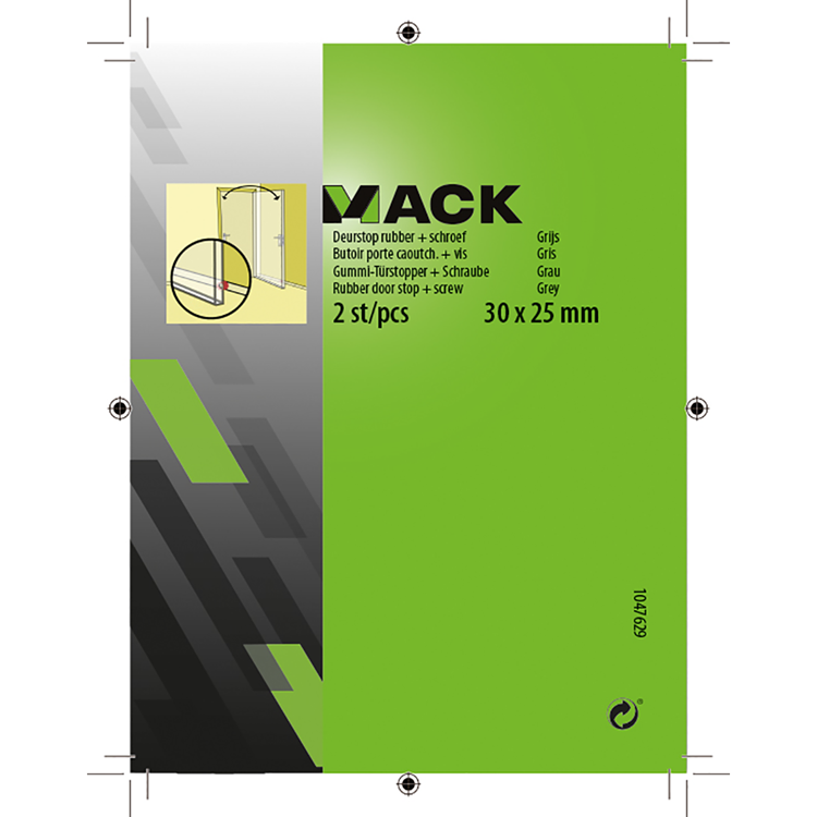 Mack 1047629 - deurstop rubber + schroef grijs 30 x 25 mm 2 st pcs | 6 stuks