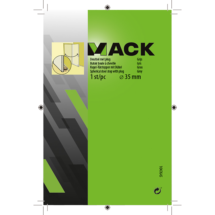 Mack 1047645 - deurbol met plug grijs ø 35 mm 1 st pc | 6 stuks