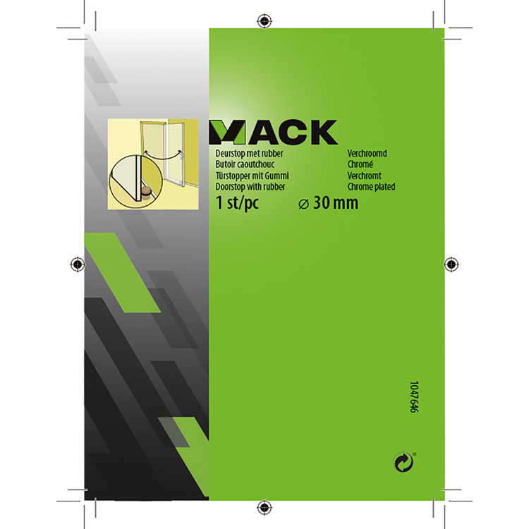 Mack 1047646 - deurstop met rubber verchroomd ø 30 mm 1 st pc | 6 stuks