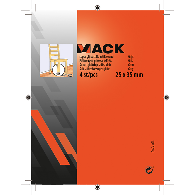 Mack 1047740 - super glijpastille zelfklevendgrijs 25 x 35 mm 4 st pcs | 12 stuks