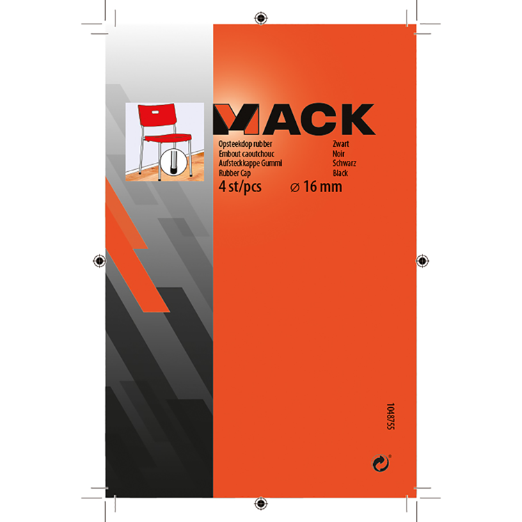Mack 1048755 - opsteekdop rubber zwart ø 16 mm 4 st pcs | 6 stuks