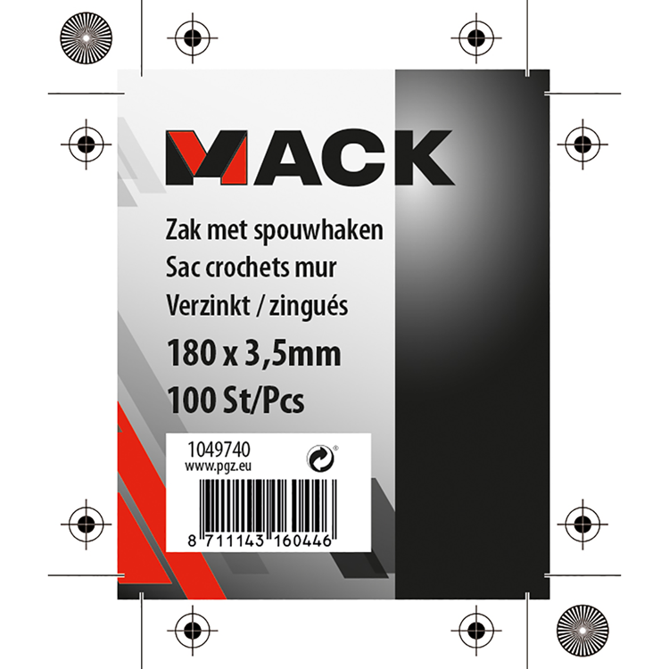 Mack 1049740 - zak met 100st spouwhaken verzinkt 180 x 3,5 | 5 stuks