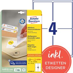 Merkloos sans marque herkleefbare etiketten avery stick lift wit