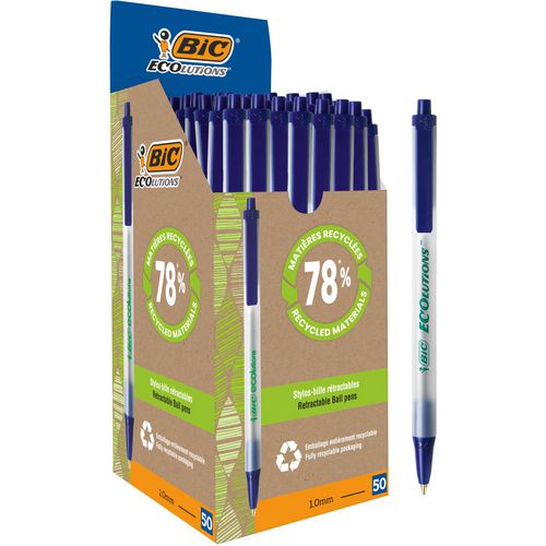 Bic balpen clic stic + drukknop blauw