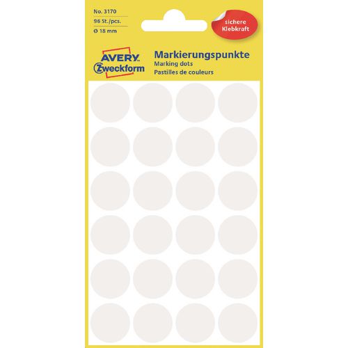 Markeringspunten avery 3170 wit 96 stuks