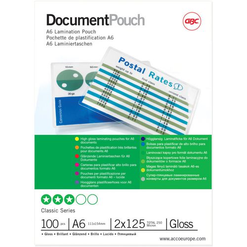 Lamineerhoes gbc a6 111x154mm 2 x 125 (250) micron