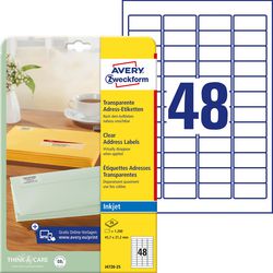 Inkjet adresetiketten avery 1.200 stuks wit