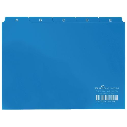 Alfabetische tabbladindex durable a5 14,8x21cm tab 40mm blauw