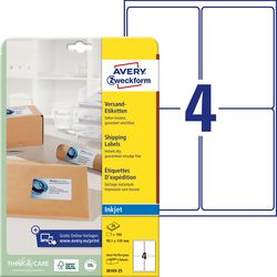 Inkjet adresetiketten avery 100 stuks wit