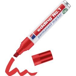Permanente marker edding no. 1 rood 1-5 mm beitelvormige punt