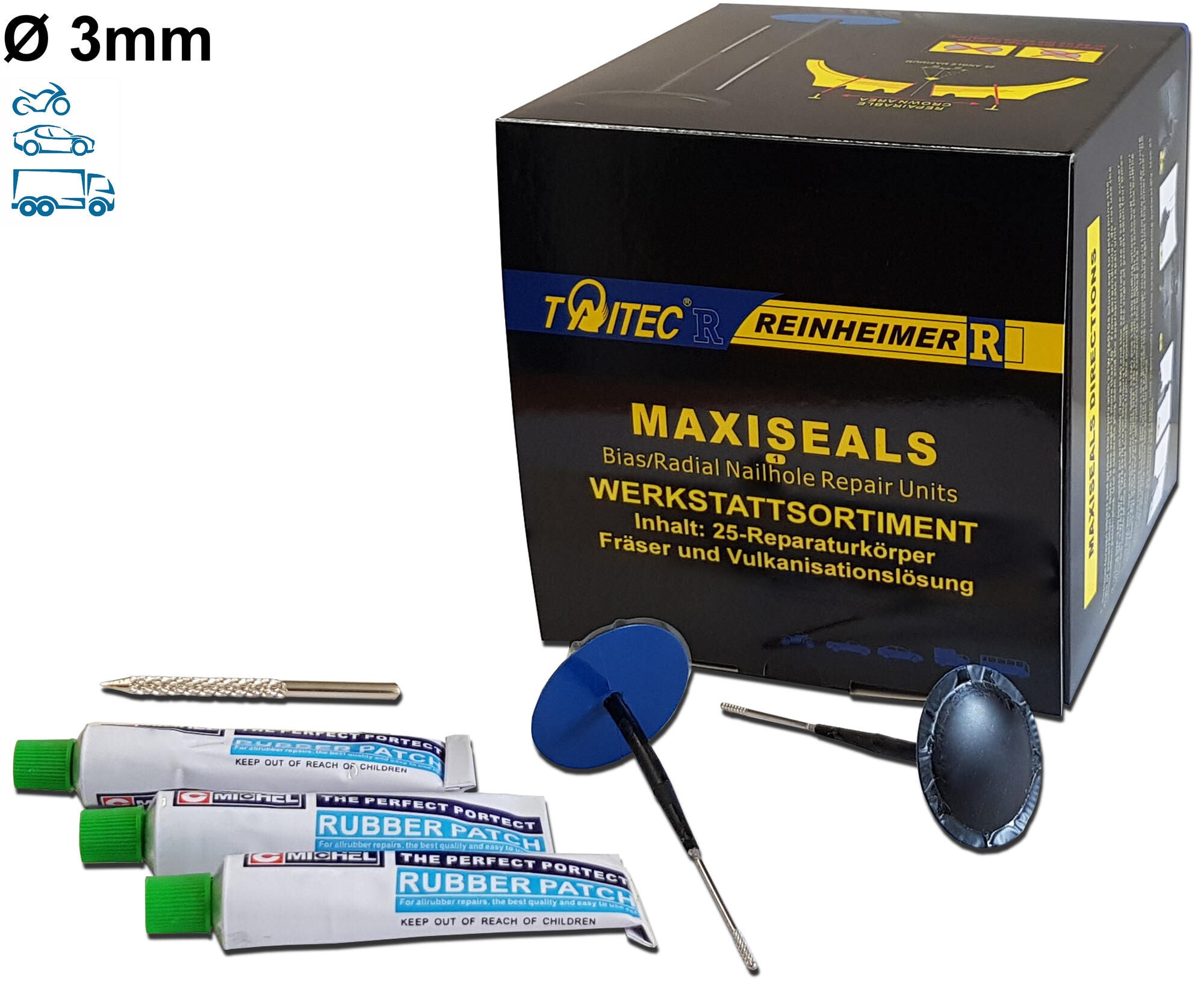 Reinheimer bandenreparatieset maxi-seal maxi-seal m3 rep.set d1= 3mm 20st.