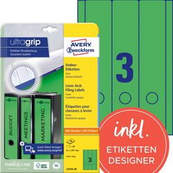 Avery ordnerrugetiketten l4754-20 mat groen