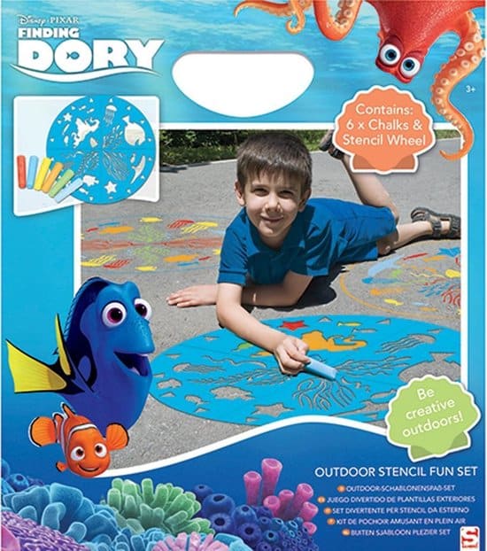 Jonotoys finding dory stoepkrijt met grote sjablonen om op straat te tekenen