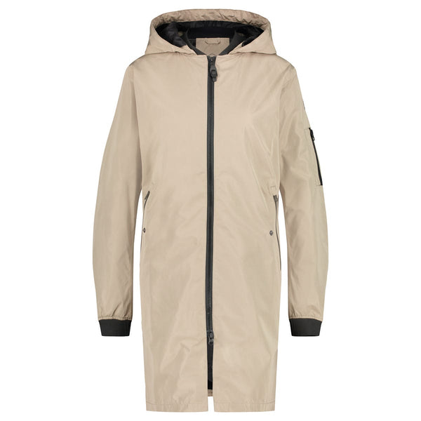 Puch lang bomber regenjas dames cement