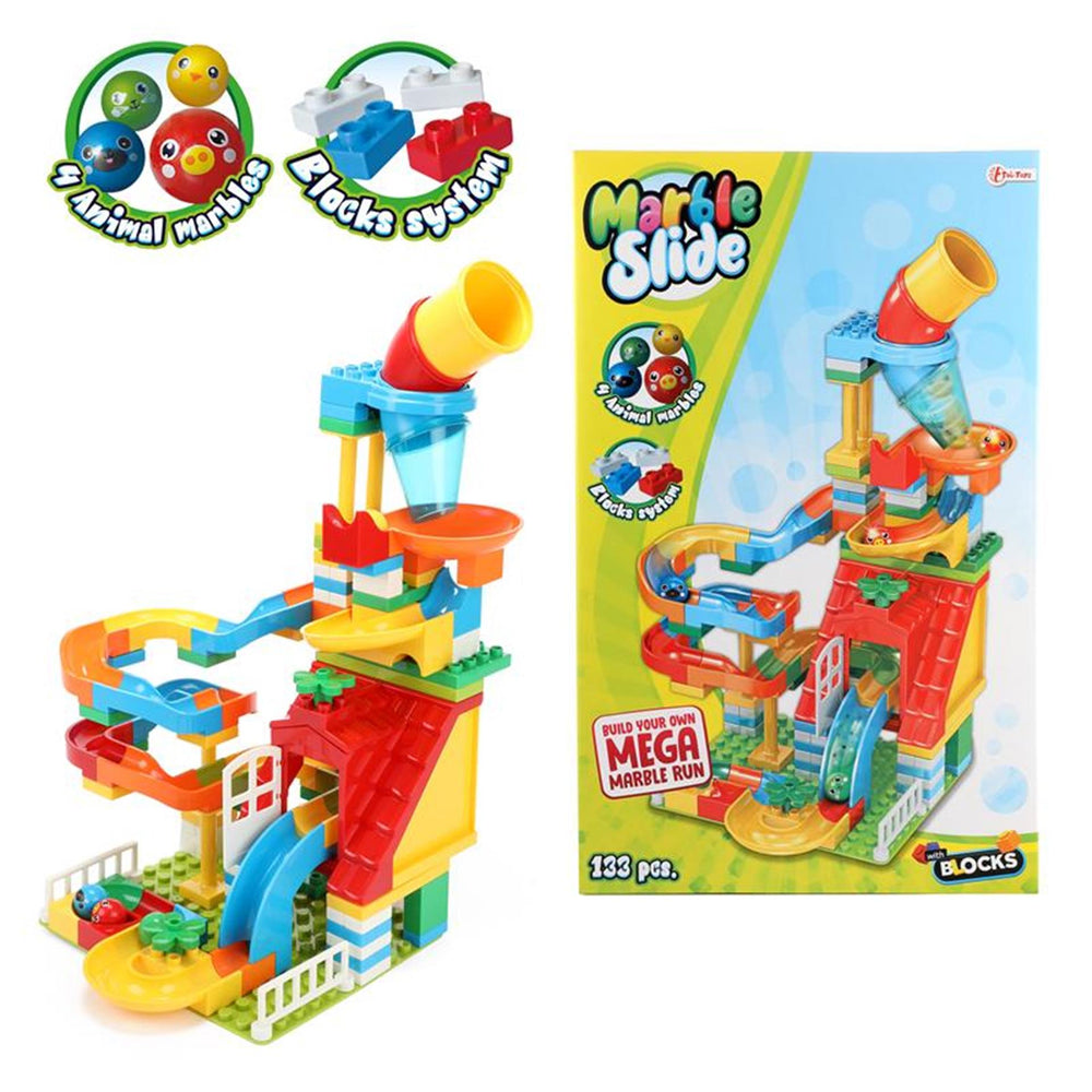 Toi-toys blokken bouwblokken knikkerbaan 133-delig