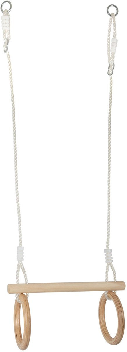 Kleine voet - houten trapeze met gymnastiekringen, 100cm
