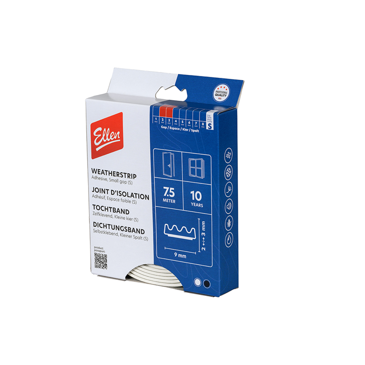 Ellen Tochtband K-profiel Wit 9x3mm 7,5m