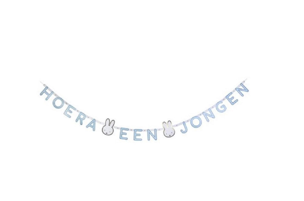 Haza letterslinger nijntje baby blauw hoera een jongen geboorte 210cm