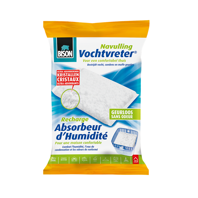 Bison vochtvreter® navulzak neutraal 450 g, geschikt voor vochvreter®, bestrijd hoge luchtvochtigheid, geen batterij nodig, ook geschikt voor caravans en campers