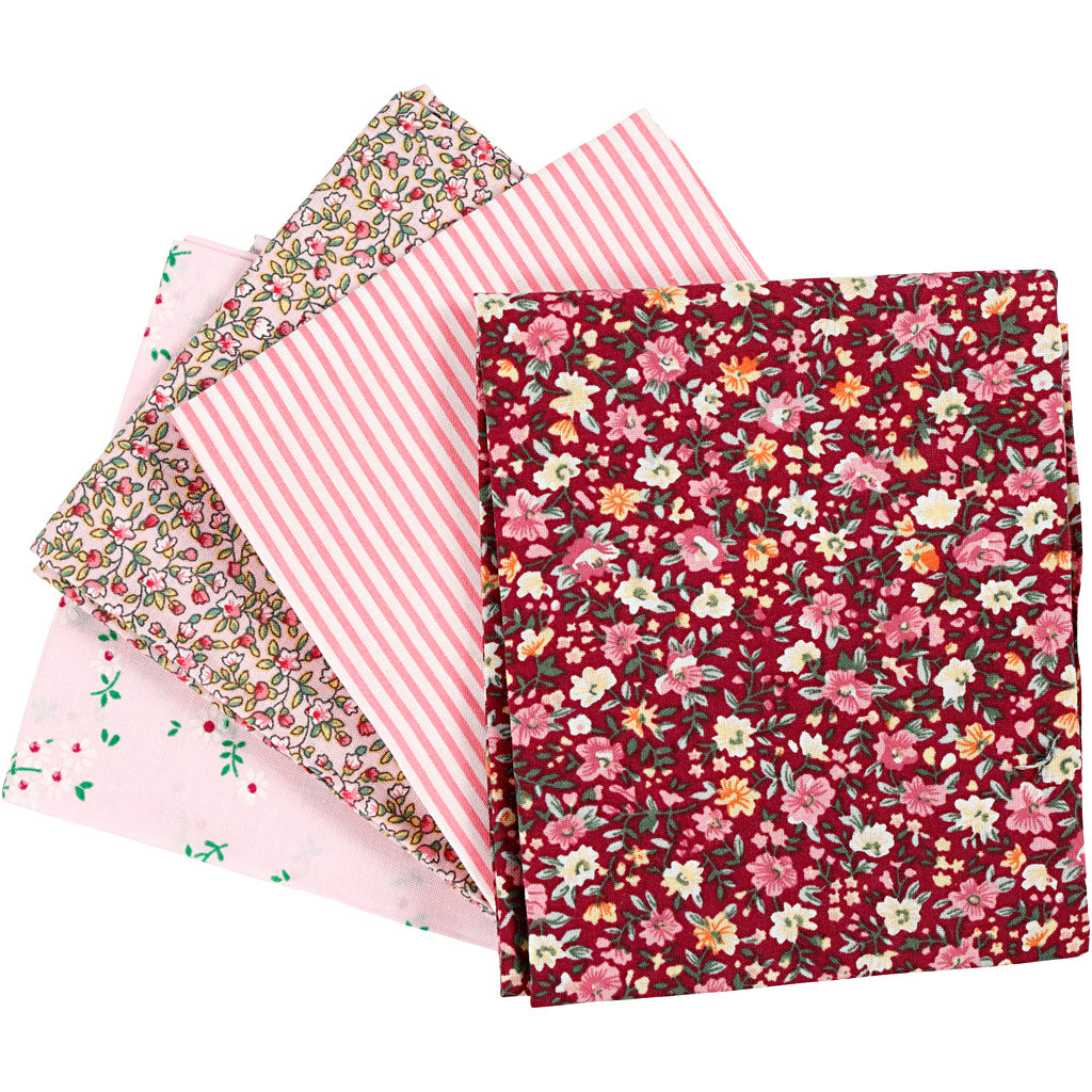 Patchworkstof Roze 45x55cm, 4st.
