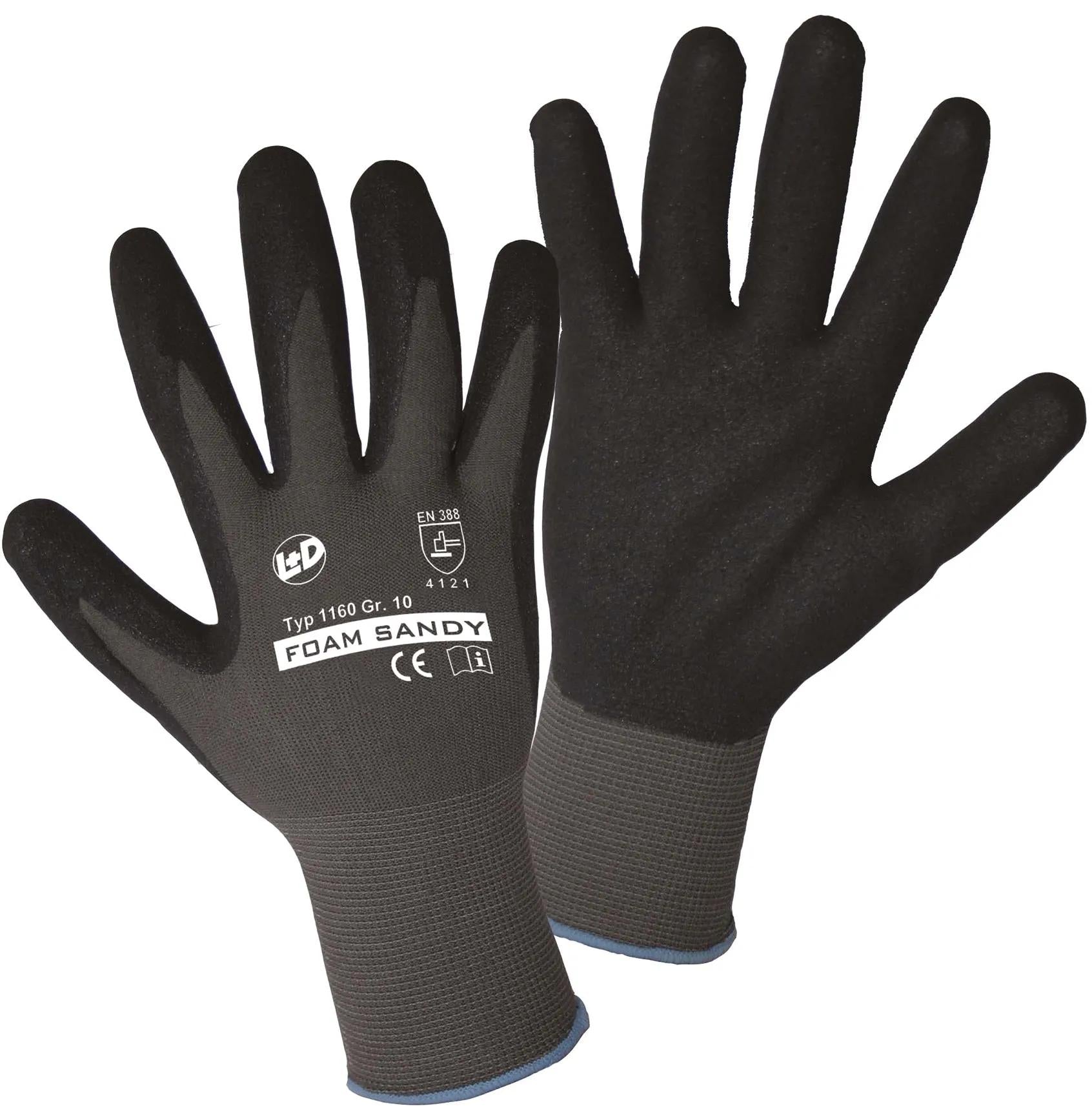 L+d work gloves gr. xl foam sandy