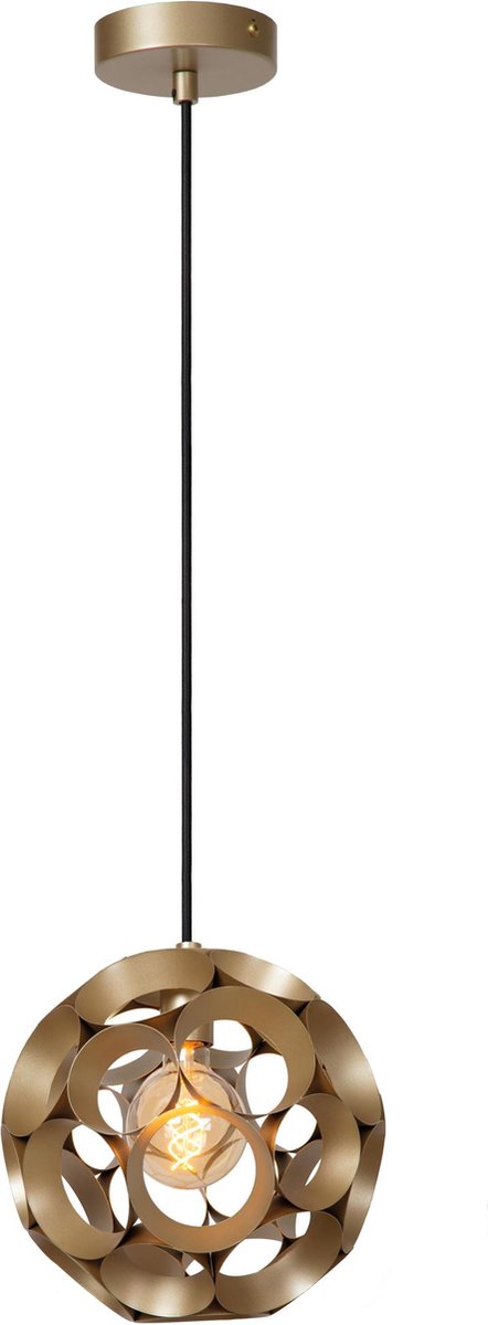 Lucide hannelore - hanglamp - ø 30 cm - 1xe27 - mat goud messing