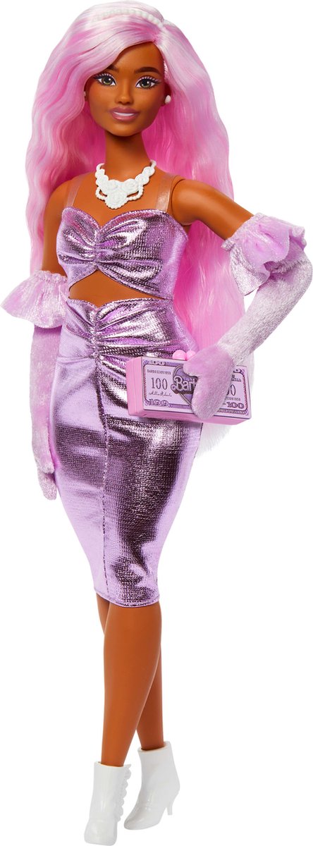 Barbie fashionsta pop deluxe+metallic roze haar 