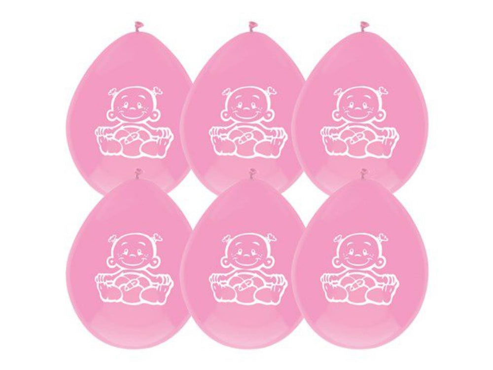 Haza ballonnen baby meisje roze 30cm 6stuks