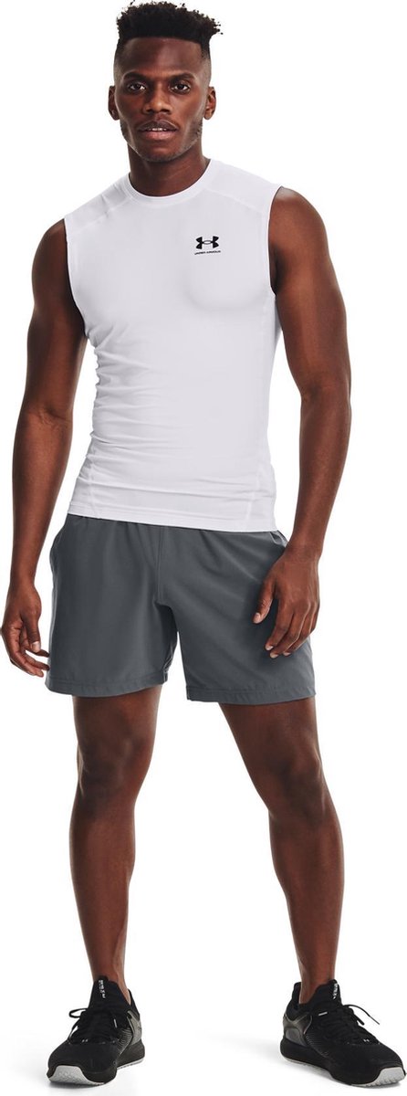 Under armour ua hg armour comp sl-wht heren sportshirt - wit - zwart l